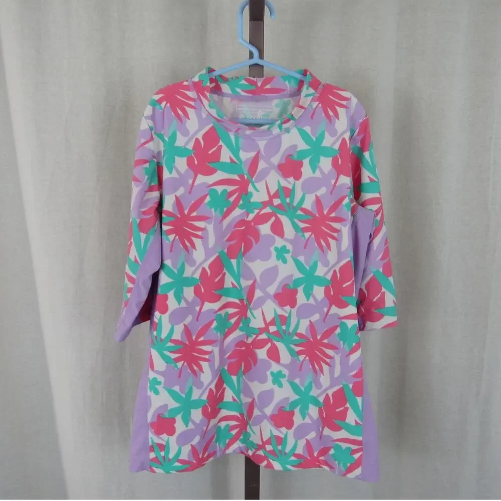 Coolibar Kid's Sandshark Long Sleeve Surf Shirt UPF 50+ Youth XL Pink Purple